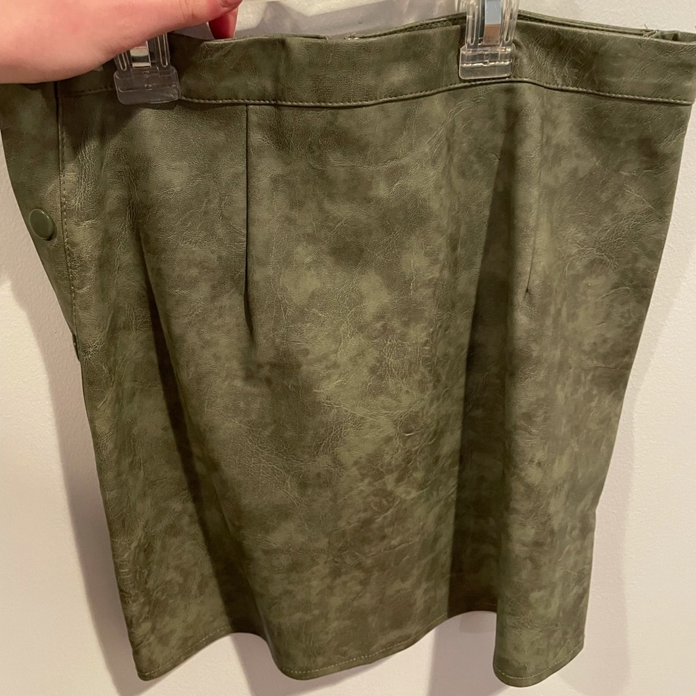 LF green leather skirt with buttons doen the side